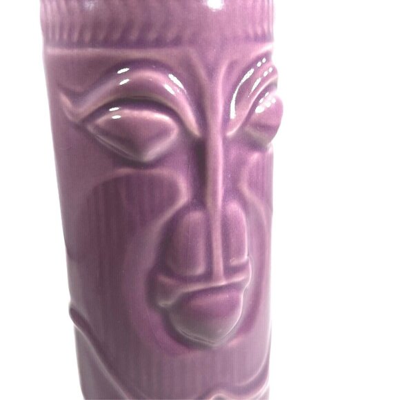 Purple Ceramic Tiki Mug Tribal Face Design Accoutrements Double side - Picture 2 of 8